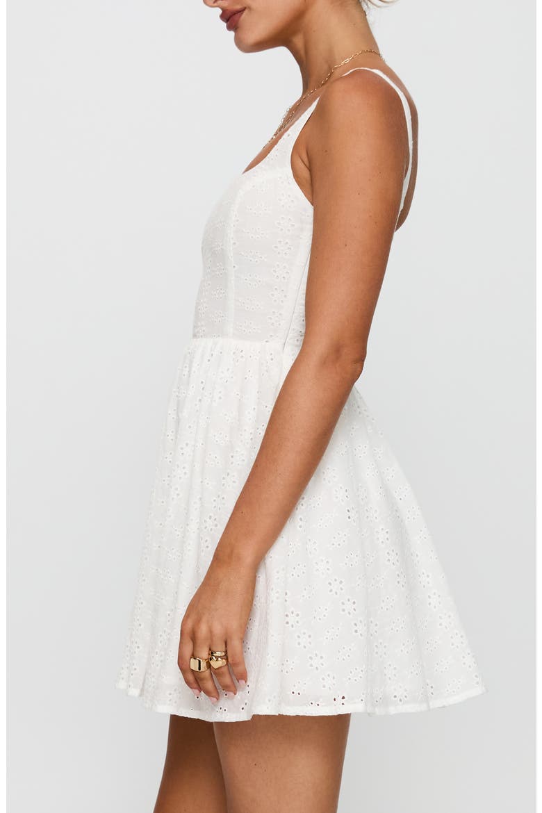 Cartmel Embroidered Eyelet Cotton Minidress, Alternate, color, WHITE