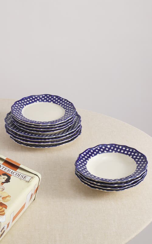 Maison Madison Home Beatrix 12 Piece Set With Pasta Bowl In Cream/blue