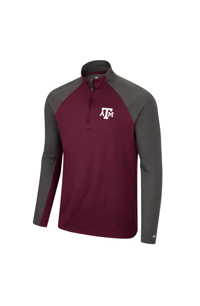 COLOSSEUM Men's Colosseum Maroon/Charcoal Texas A&M Aggies Two Yutes Raglan Quarter-Zip Windshirt, Alternate, color,