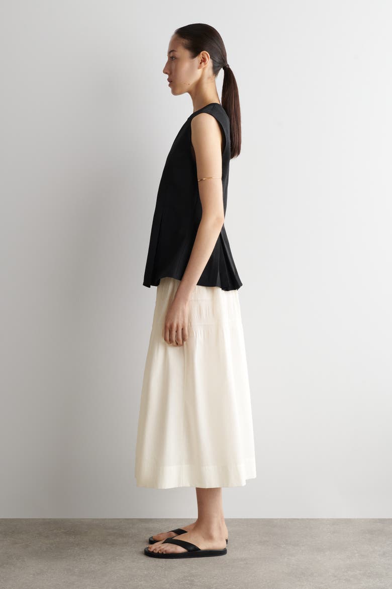 Pleated Peplum Top, Alternate, color, BLACK