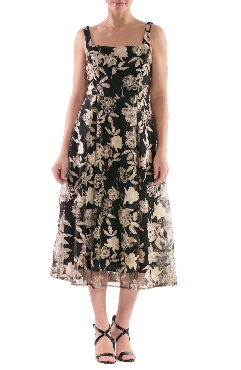 Julia Jordan Floral Embroidered Sleeveless Midi Dress, Alternate, color, 