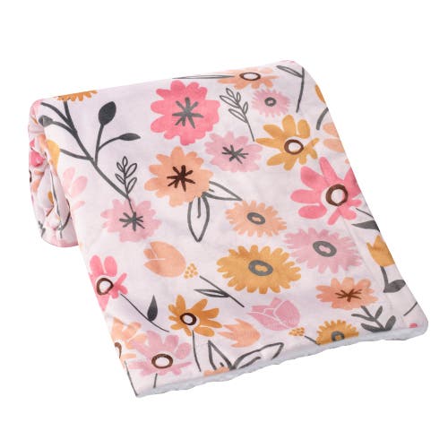 Lambs & Ivy Little Garden Soft Luxurious Floral Warm Fleece Baby Blanket In Pink