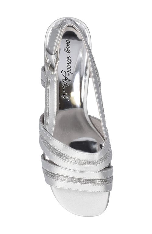 Easy Street Meghan Slingback Sandal In Silver Satin