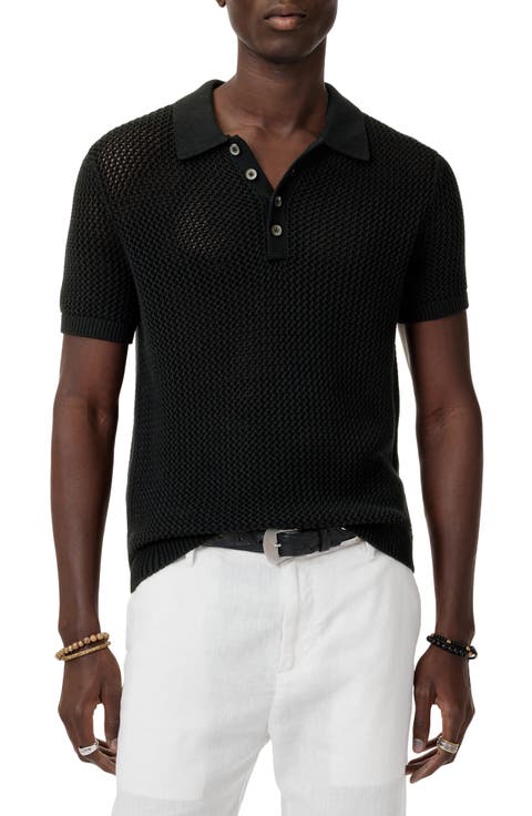 Tapia Openwork Merino & Linen Polo Sweater