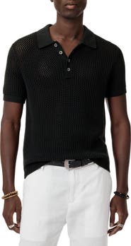 John Varvatos Tapia Openwork Merino & Linen Polo Sweater