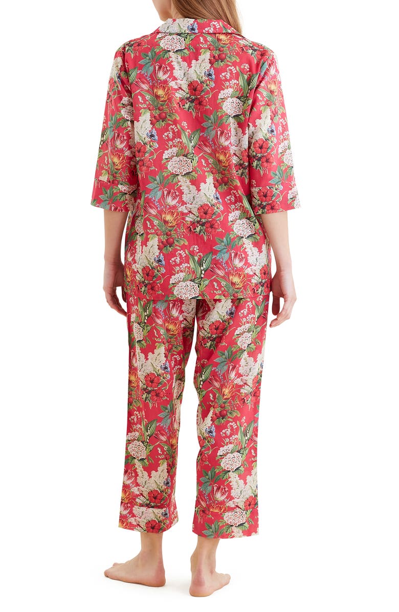 Papinelle Clara Print Crop Cotton Pajamas, Alternate, color, Geranium