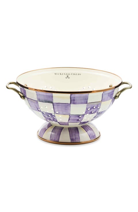 Violet Check Large Colander