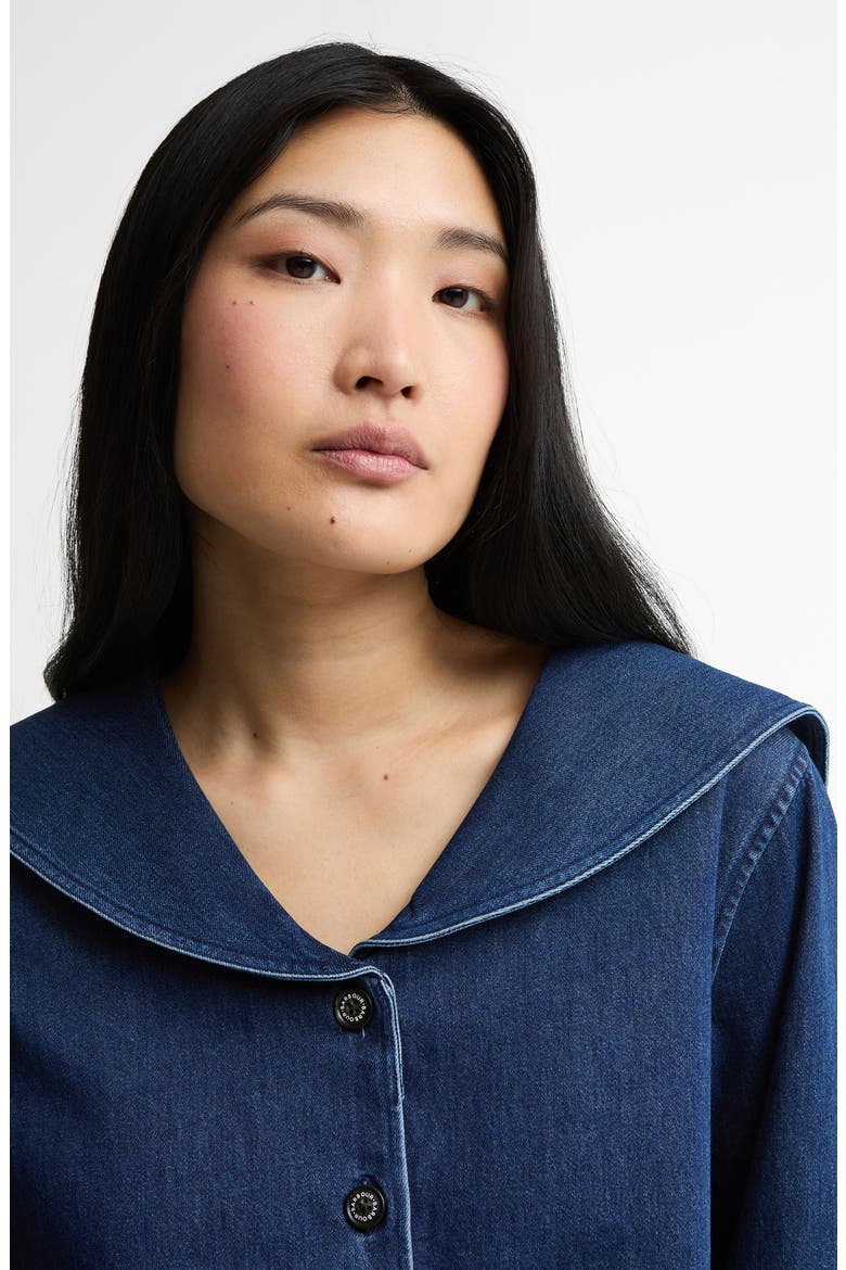 Dartmoor Sailor Collar Button-Up Shirt, Alternate, color, MID WASH INDIGO