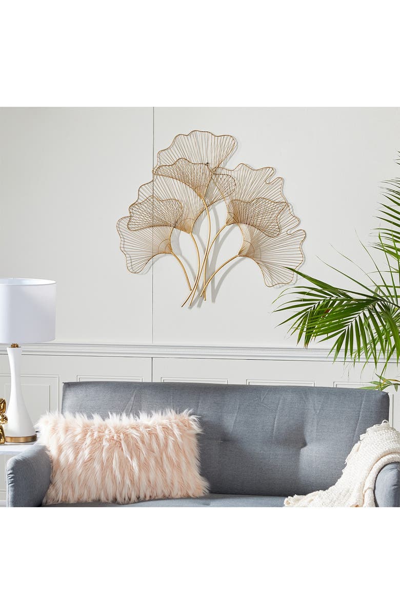 COSMO BY COSMOPOLITAN Floral Gold Metal Leaf Wall Decor - 36" x 33", Alternate, color, Gold