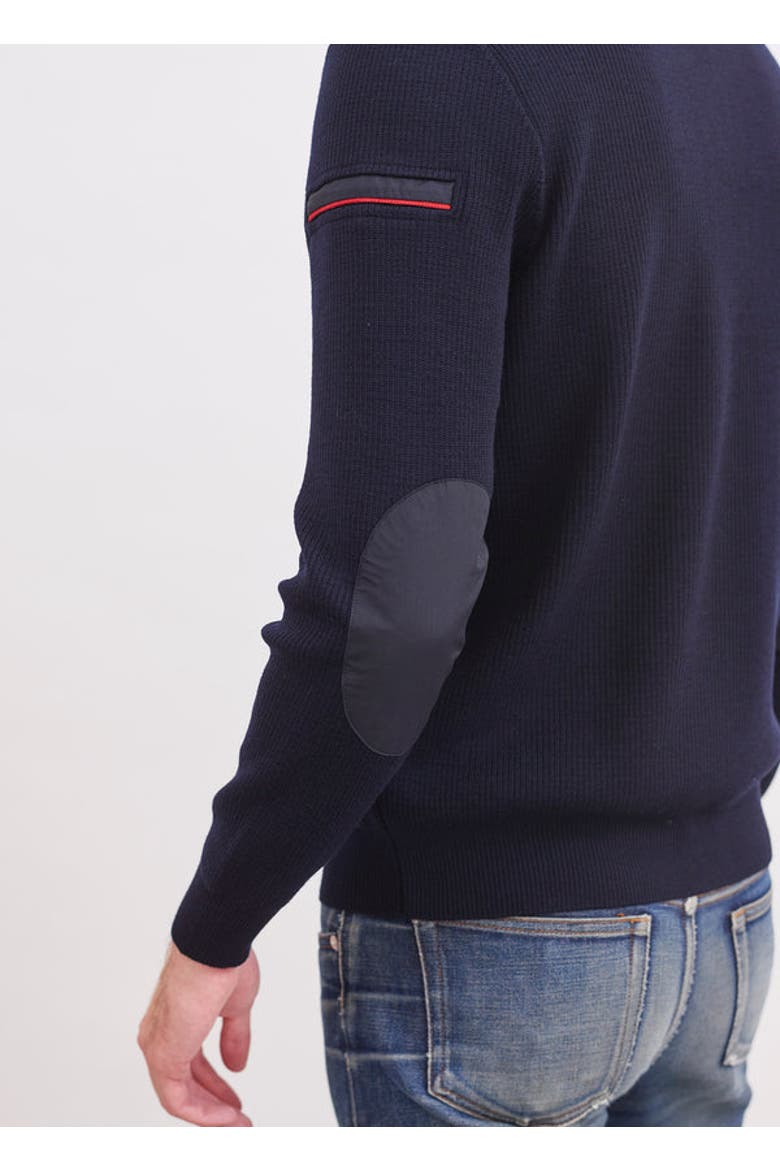 NAVIGATEUR - Comfortable Knit Cardigan with Zip, Alternate, color, Navy