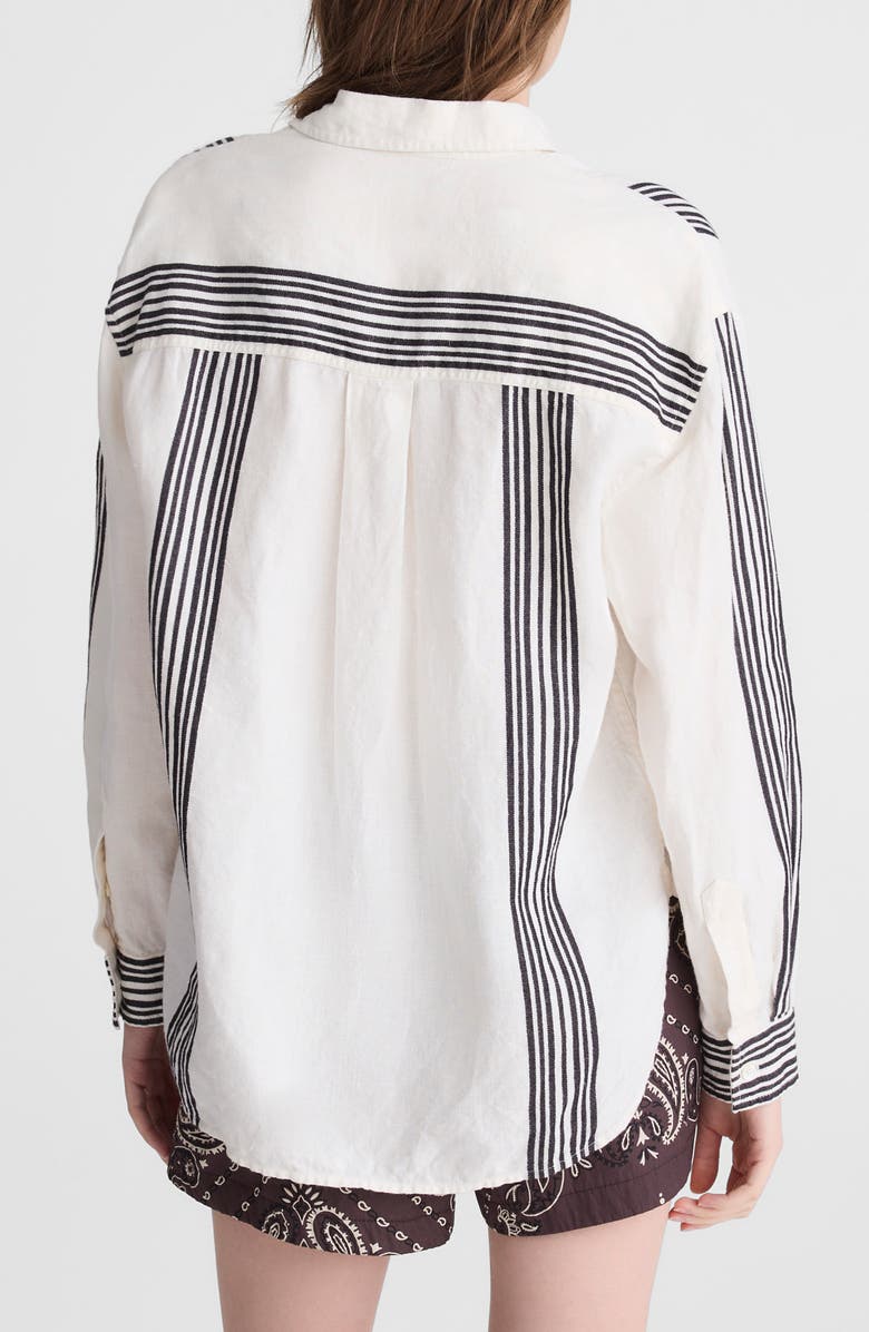 Madewell Vertical Stripe Linen Blend Button-Up Shirt, Alternate, color, Bold Placement Stripe Black