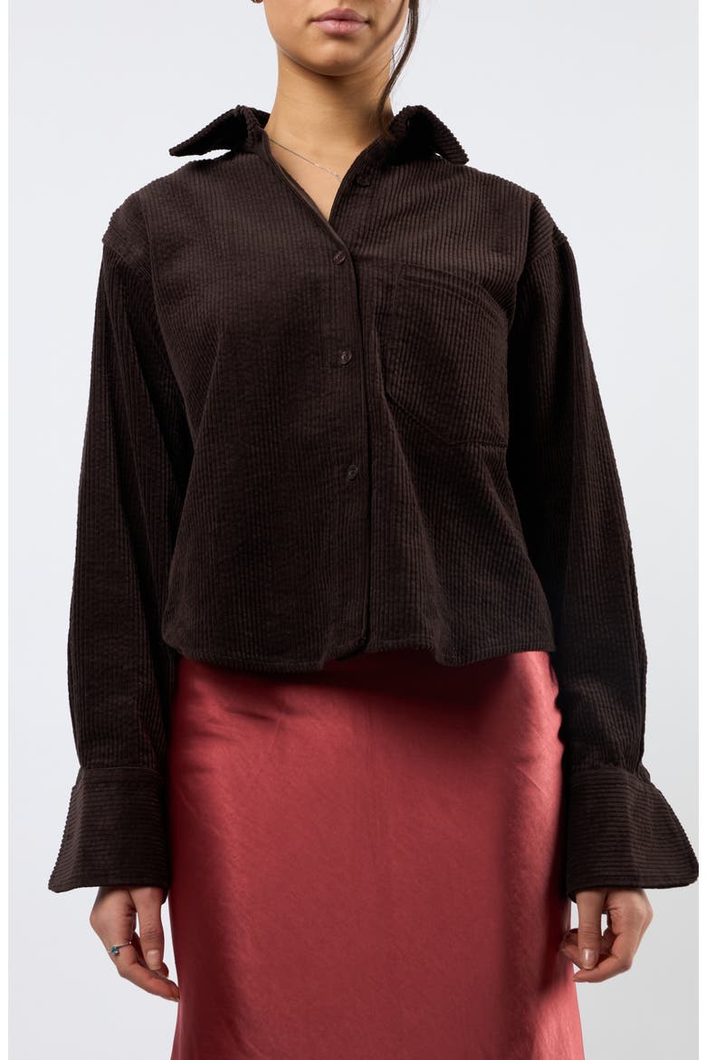 The Odyssey Crop Corduroy Shirt, Main, color, BROWN