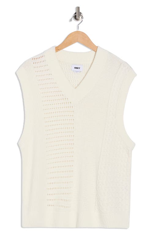 Obey Garrett Textureblock Cotton V-neck Sweater Vest In White