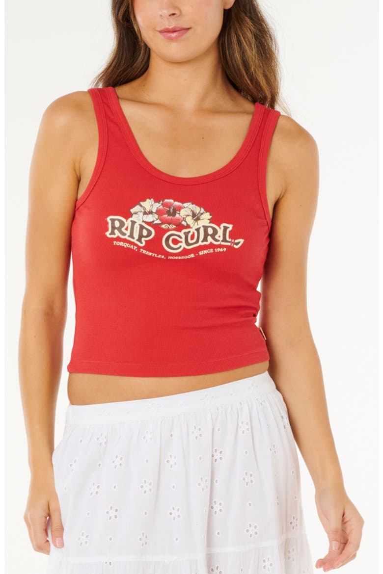 Bells Crop Graphic Tank, Main, color, DEEP RED