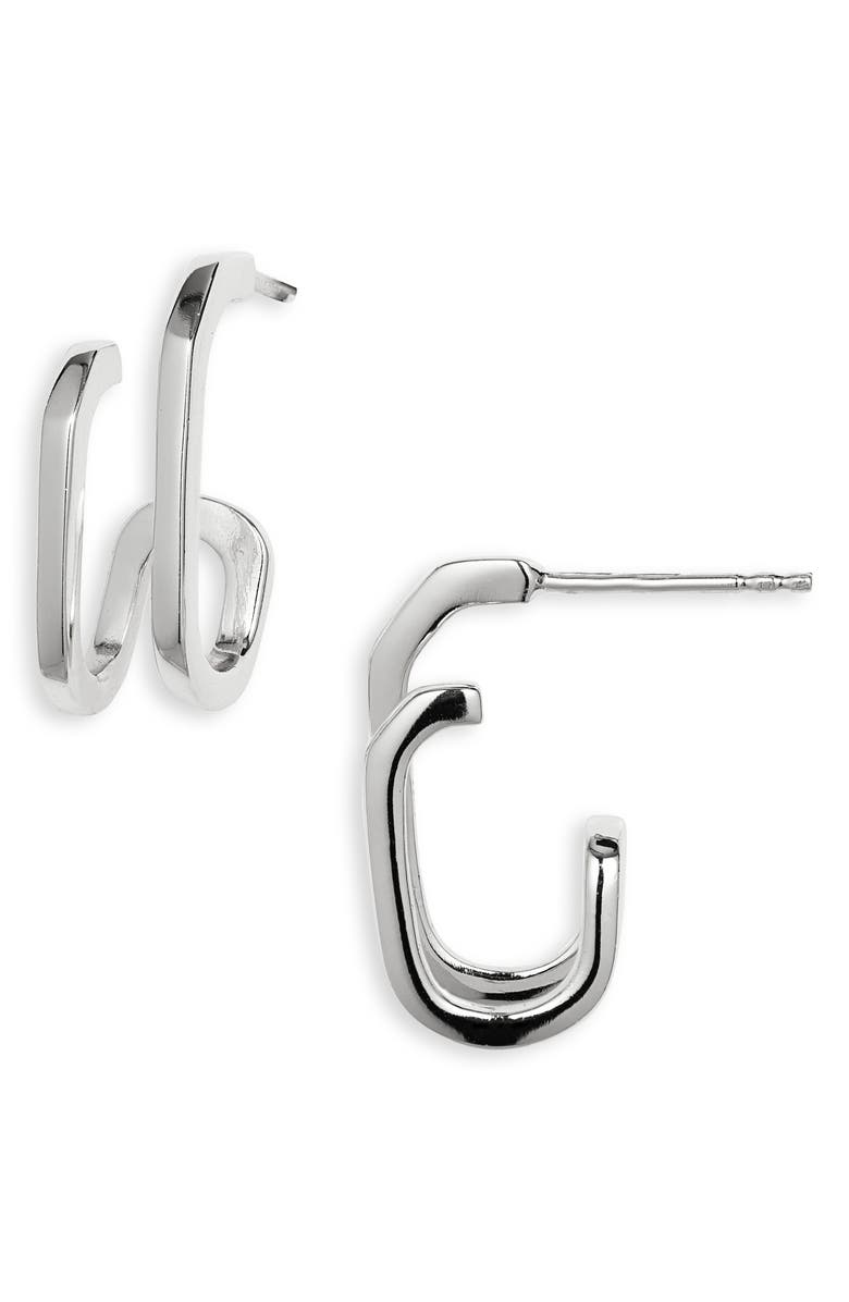 ARGENTO VIVO Double U Hoop Earrings, Main, color, Silver