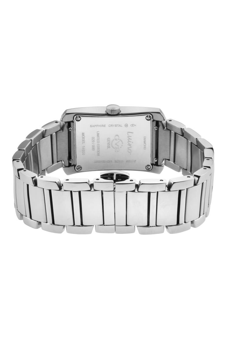 Women's Luino Rectangle Diamond Dial Bracelet Watch, 29.5mm, Alternate, color, SILVER