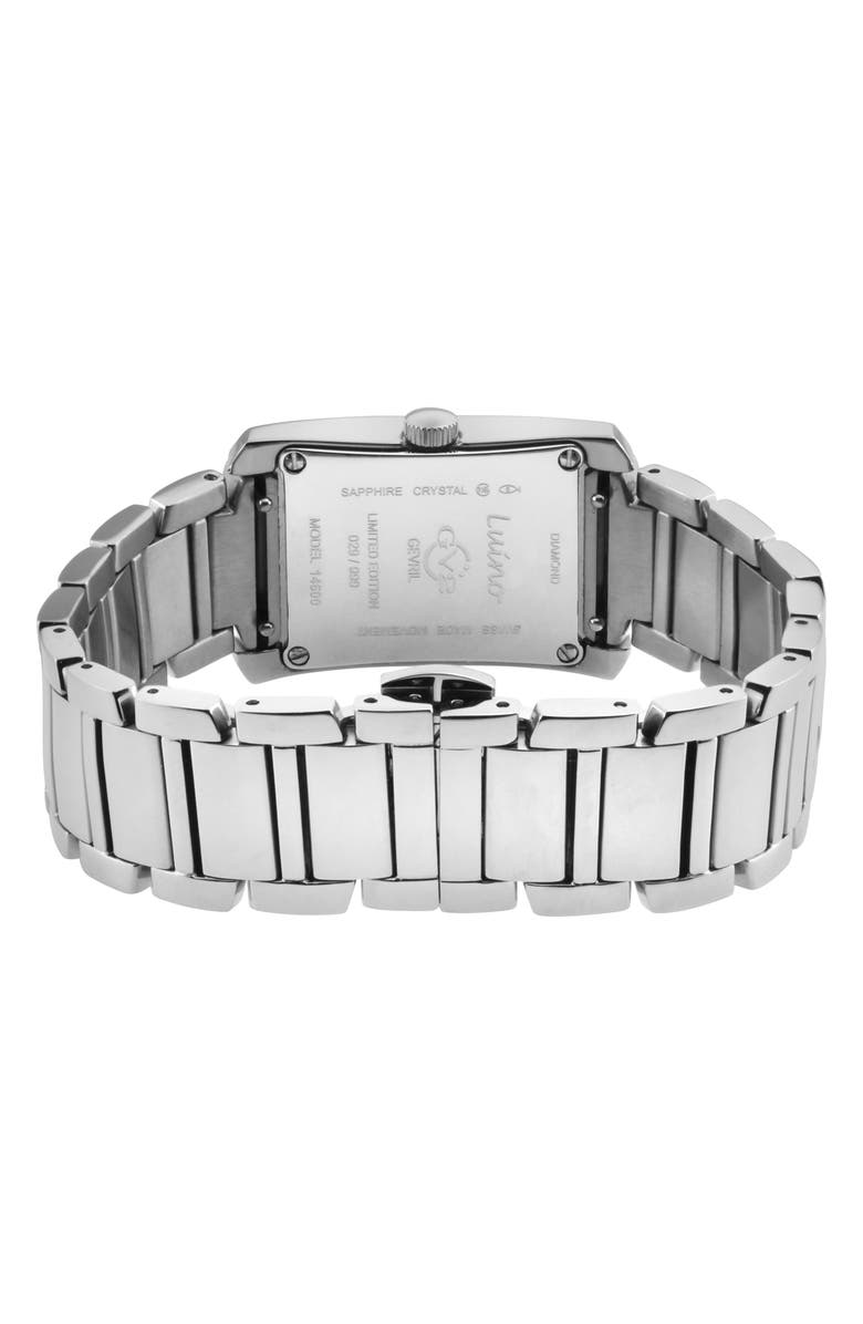 GV2 Women's Luino Rectangle Diamond Dial Bracelet Watch, 29.5mm, Alternate, color, Silver