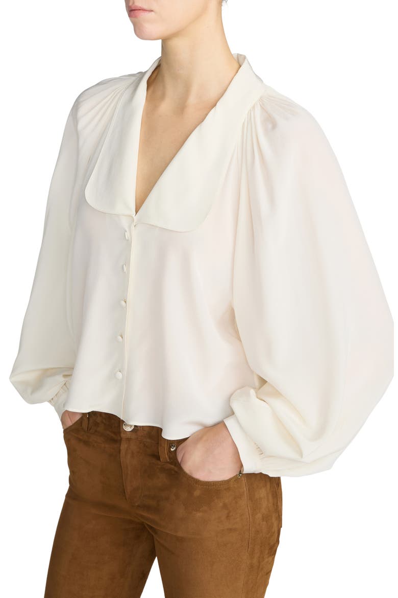 Gala Silk Shirt with Balloon Sleeves, Alternate, color, CREAM