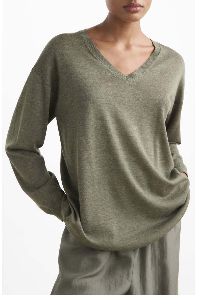 V-Neck Wool Pajama Sweater, Main, color, GREEN