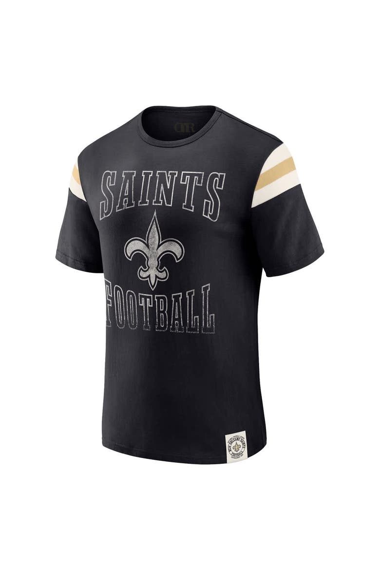 Men's Darius Rucker Collection by Fanatics  Black New Orleans Saints Football Stripe Sleeve T-Shirt, Alternate, color, Black