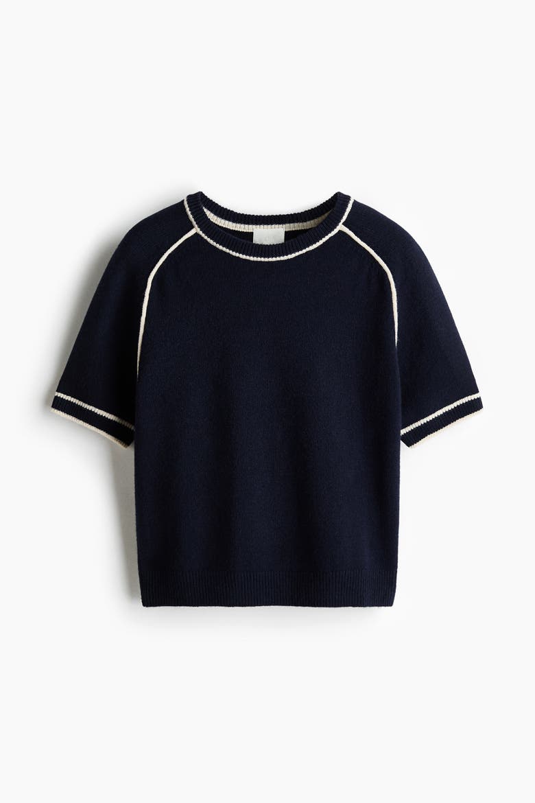 Knitted T-shirt, Main, color, Navy blue