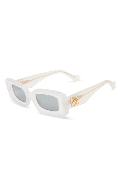 Loewe Chunky Anagram 46mm Rectangular Sunglasses In White
