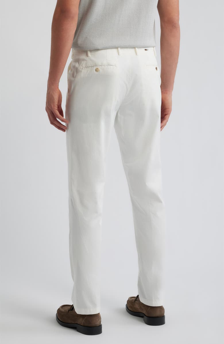 Canali Flat Front Stretch Cotton Blend Twill Chinos, Alternate, color, White