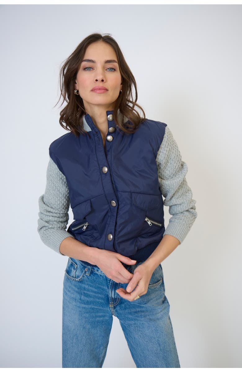 Central Park West Women's Brady Mixed Media Quilted Jacket, Main, color, 