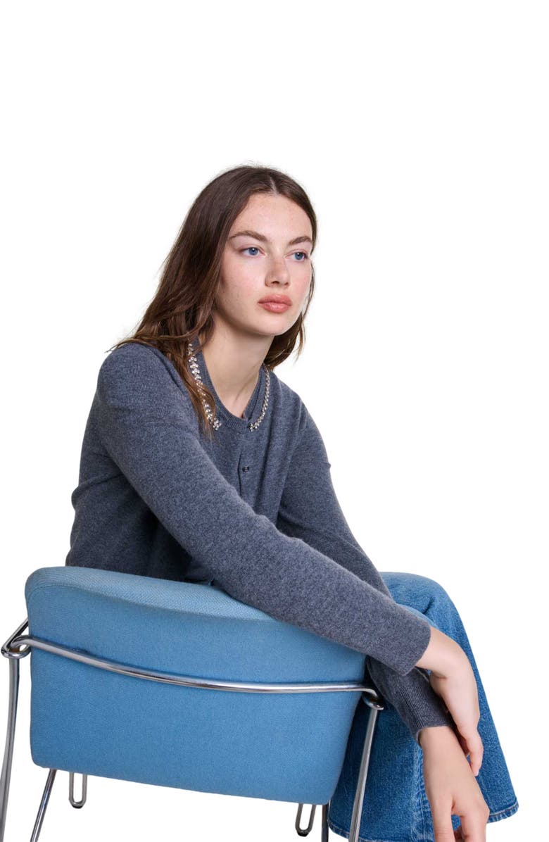 maje 2-in-1 cashmere cardigan, Alternate, color,