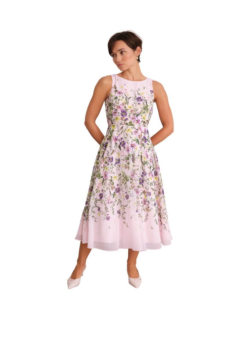 Carly A-Line Midi Dress, Main, color, Pale Pink Multi