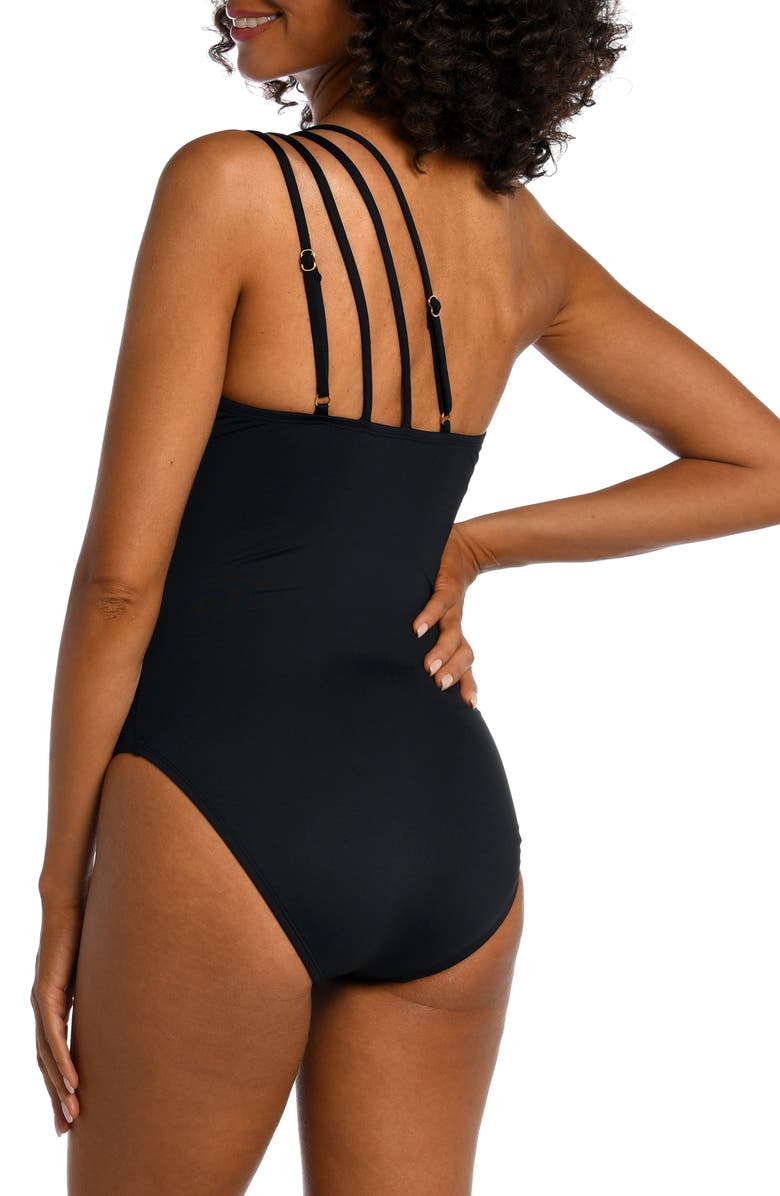 La Blanca Strappy One-Shoulder One-Piece Swimsuit, Alternate, color, 