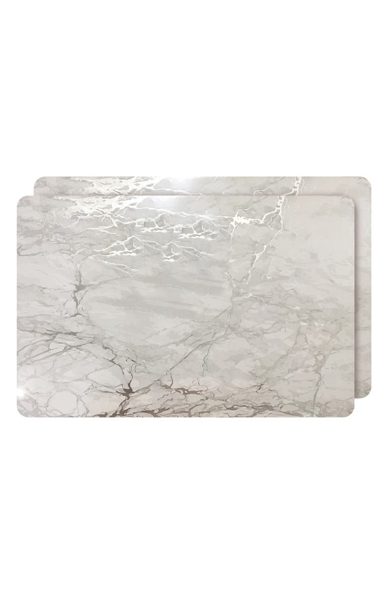 DAINTY HOME Set of 2 Cork Vinyl Placemats, Main, color, Silver