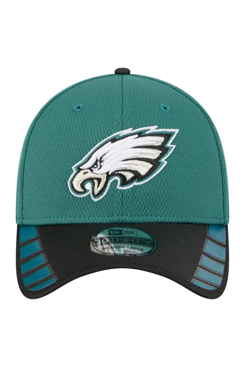 Men's New Era Midnight Green Philadelphia Eagles Visor Hit 39THIRTY Flex Hat, Alternate, color, Green