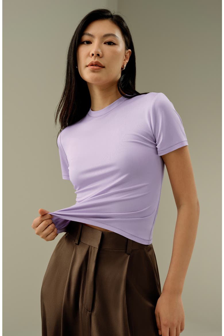 Women's Silk Jersey Slim Fitted Tee, Alternate, color, Lilac
