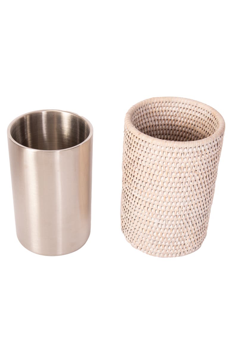 Artifacts Rattan Stainless Steel Wine Chiller, Alternate, color, White Wash