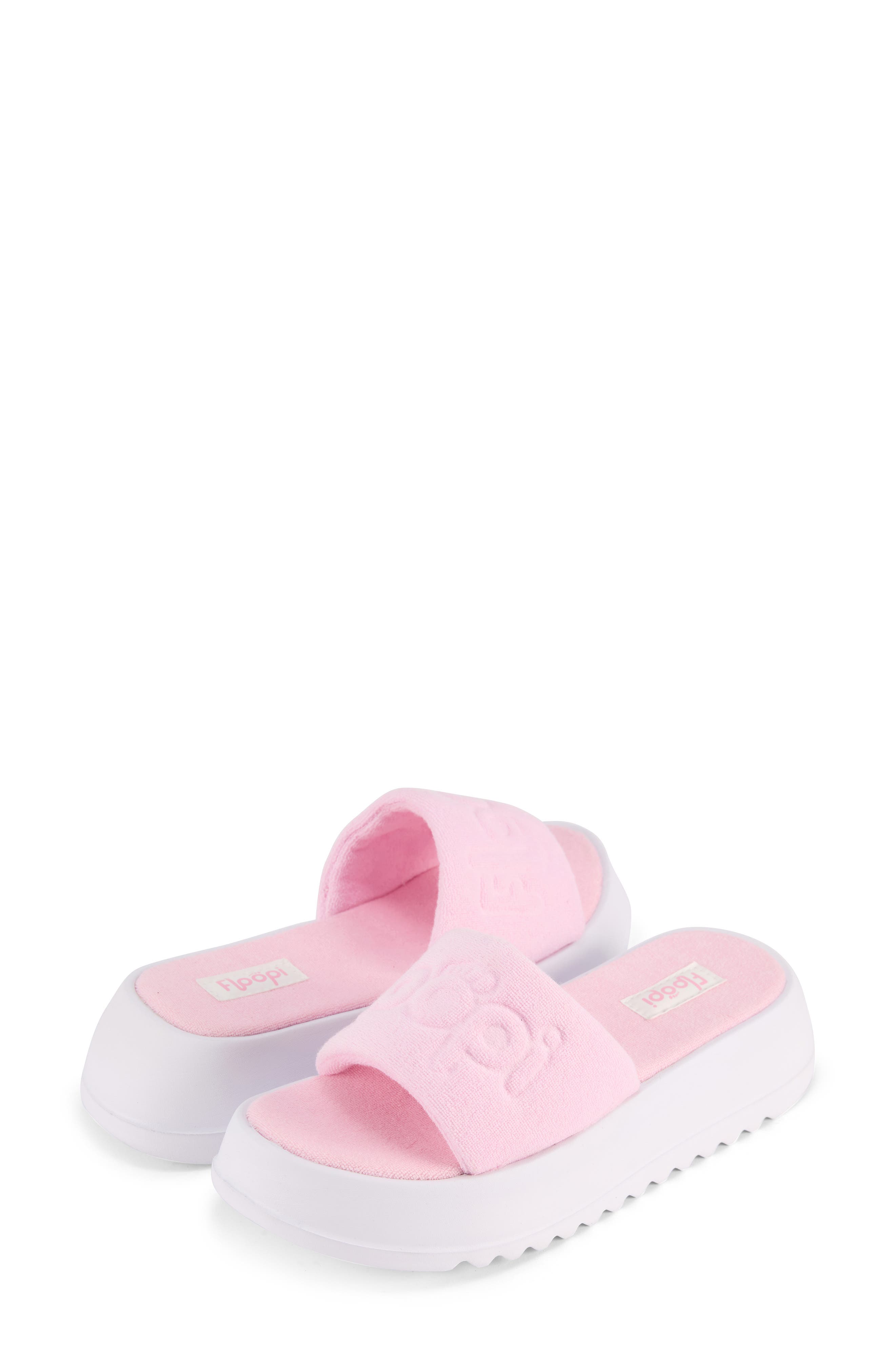 Terry Platform Slide Sandal, Alternate, color, PINK