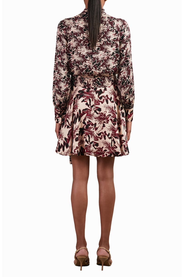 Lora Floral Print Tie Waist Dress, Alternate, color, BURGUNDY/CREAM