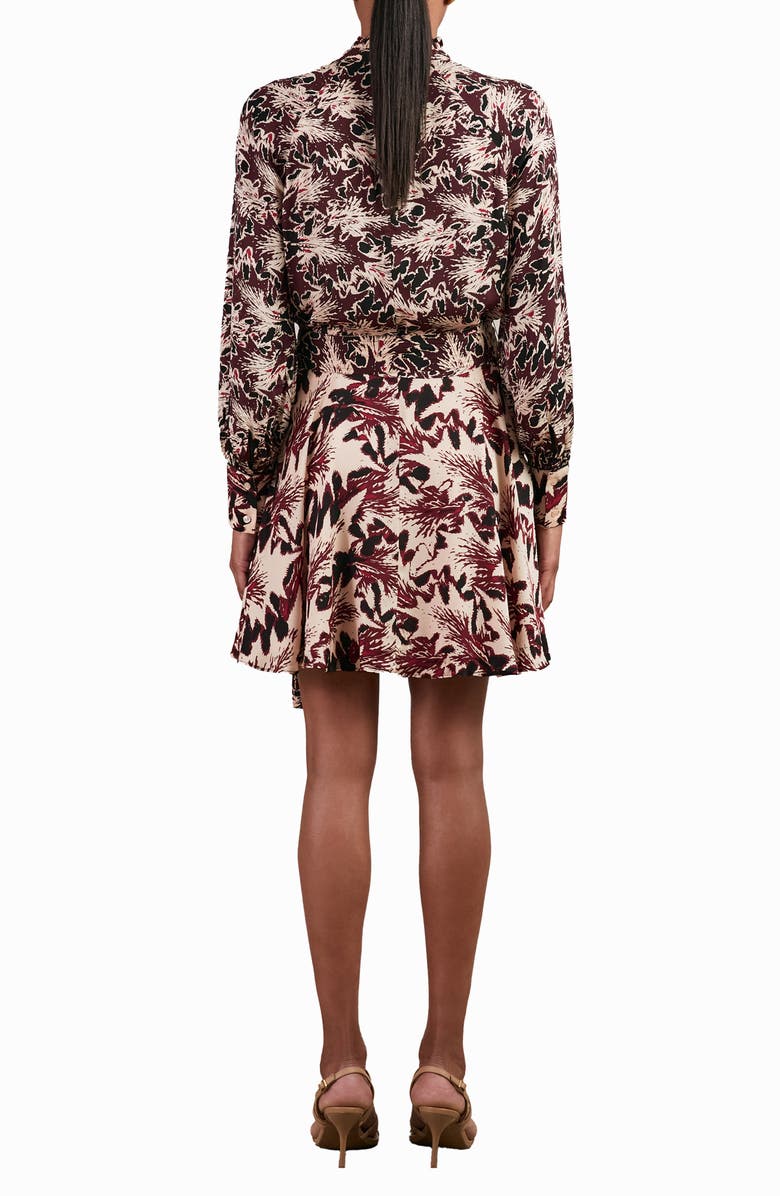 Reiss Lora Floral Print Tie Waist Dress, Alternate, color, Burgundy/ Cream
