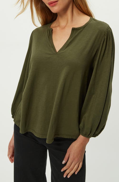 Michael Stars Gabi Supima Cotton Puff Sleeve Top In Green