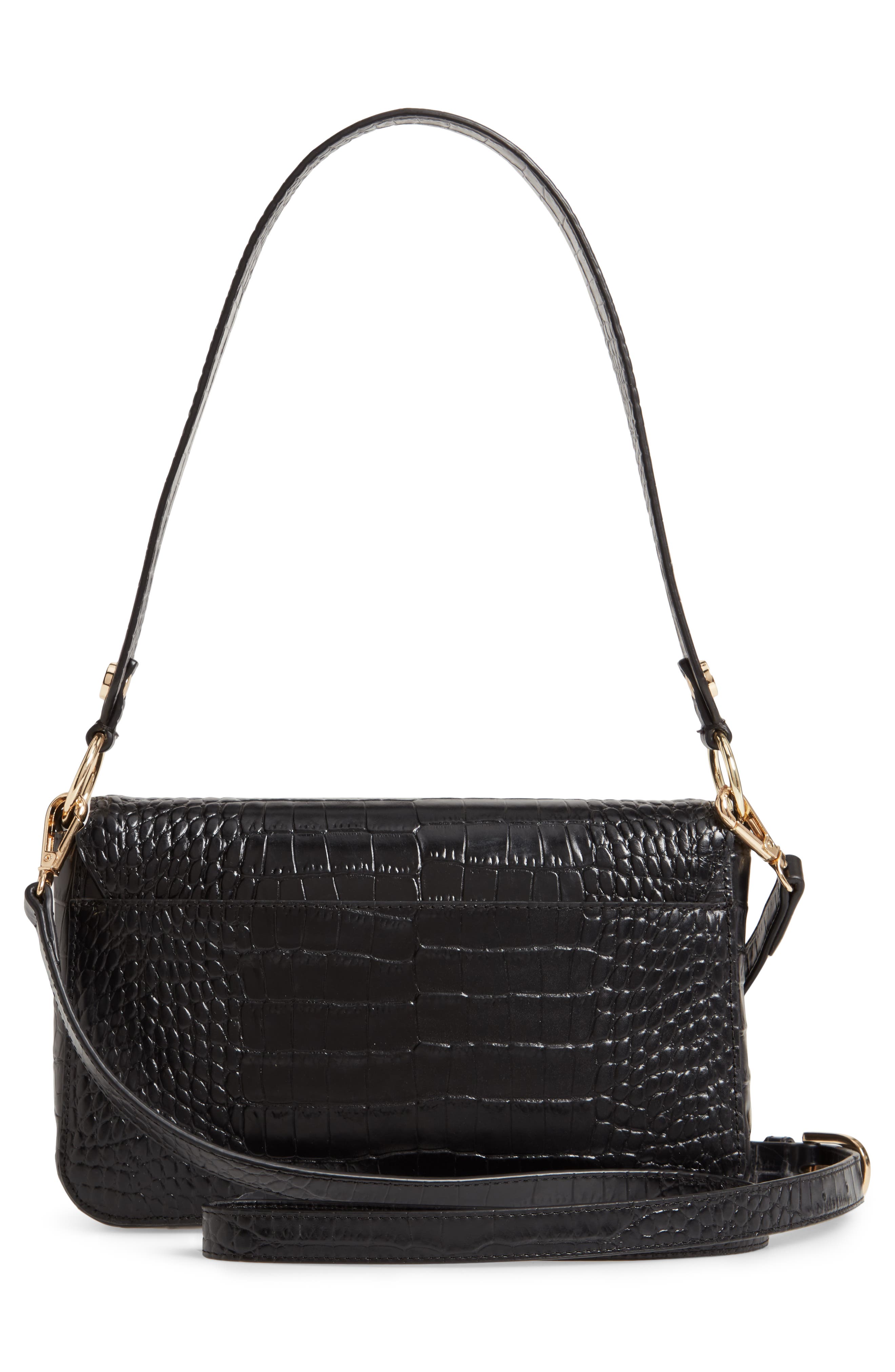 Nordstrom Stella Croc Embossed Leather Shoulder Bag, Alternate, color, 