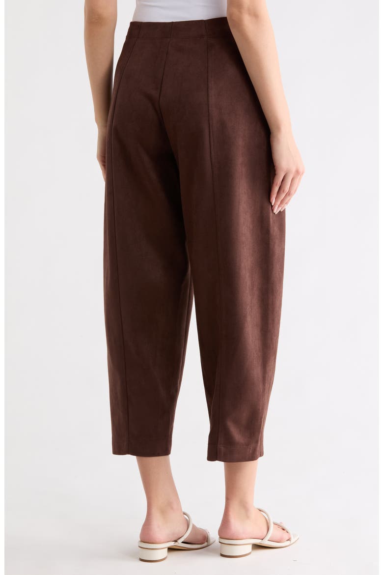 Faux Suede Barrel Pants, Alternate, color, DARK BROWN