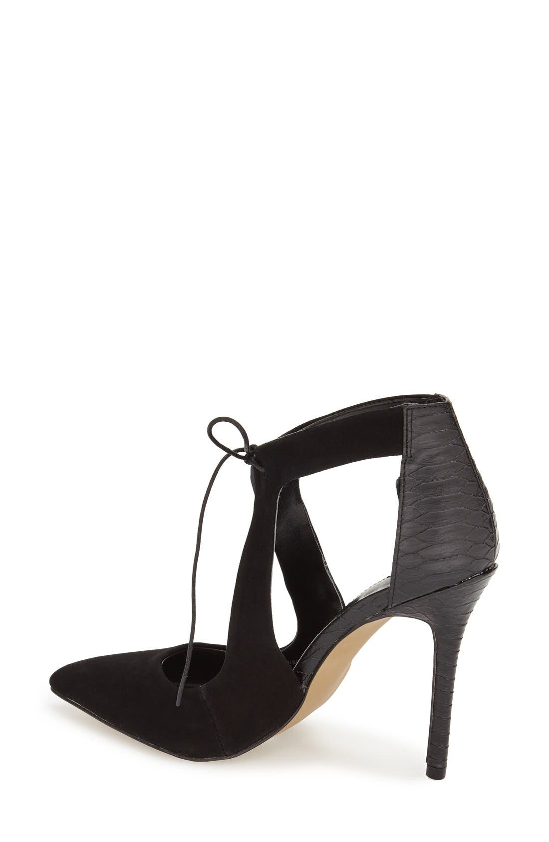'Genie' Lace-Up Pump, Alternate, color, BLACK
