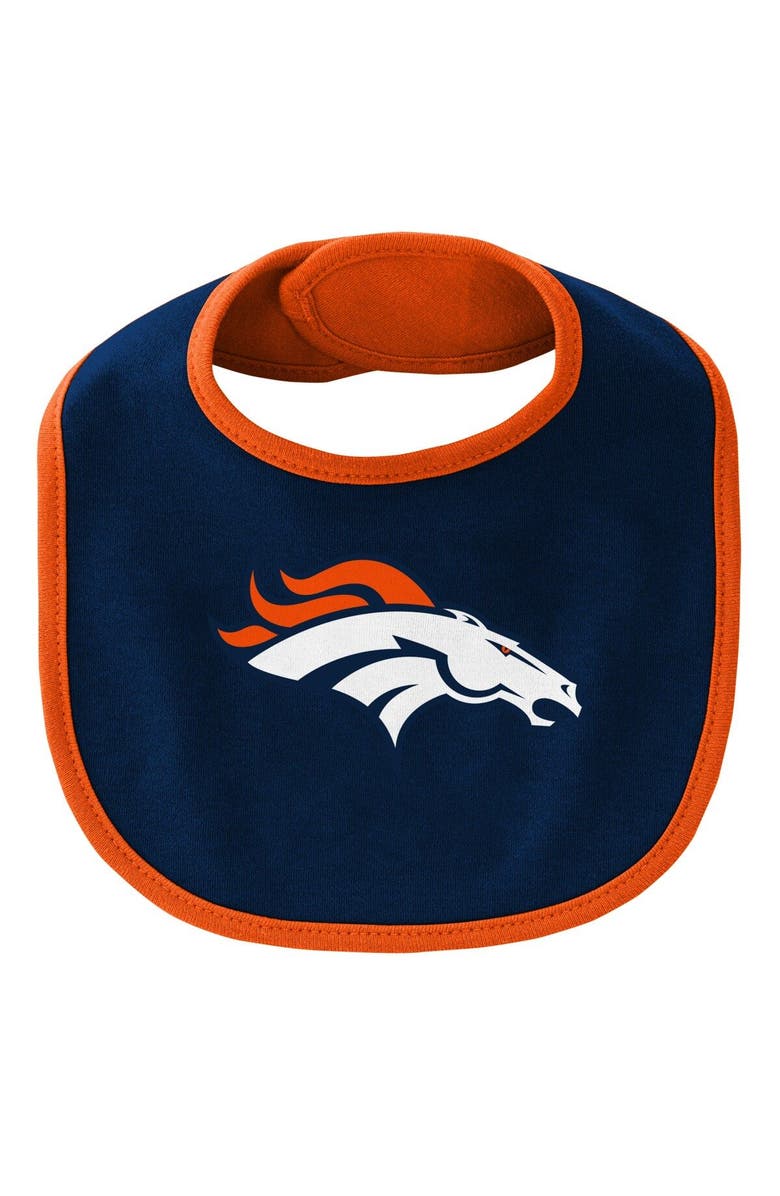 Outerstuff Newborn & Infant Orange/Navy Denver Broncos Little Champ Three-Piece Bodysuit Bib & Booties Set, Alternate, color,