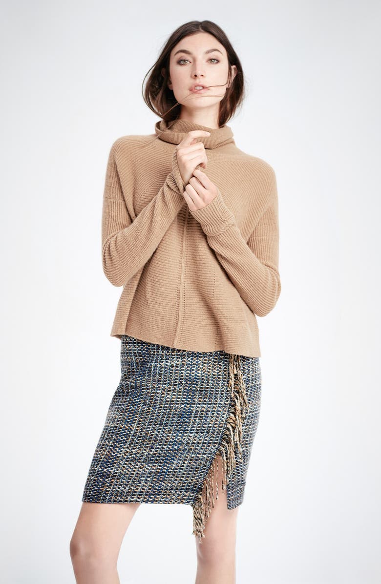 Halogen<sup>®</sup> Mixed Rib Turtleneck Cashmere Sweater, Alternate, color, 