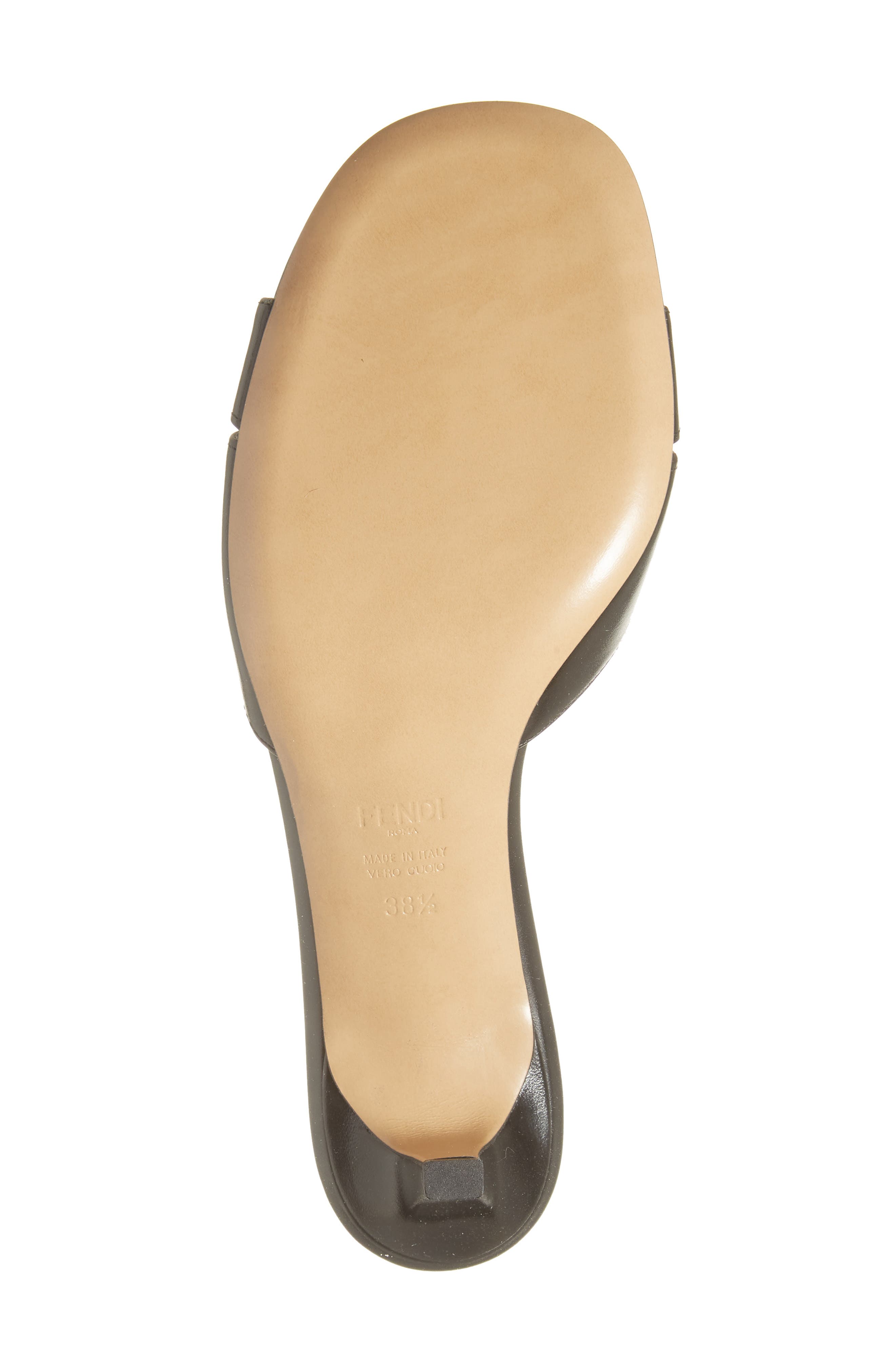 Fendi FFold Kitten Heel Slide Sandal, Alternate, color, Black