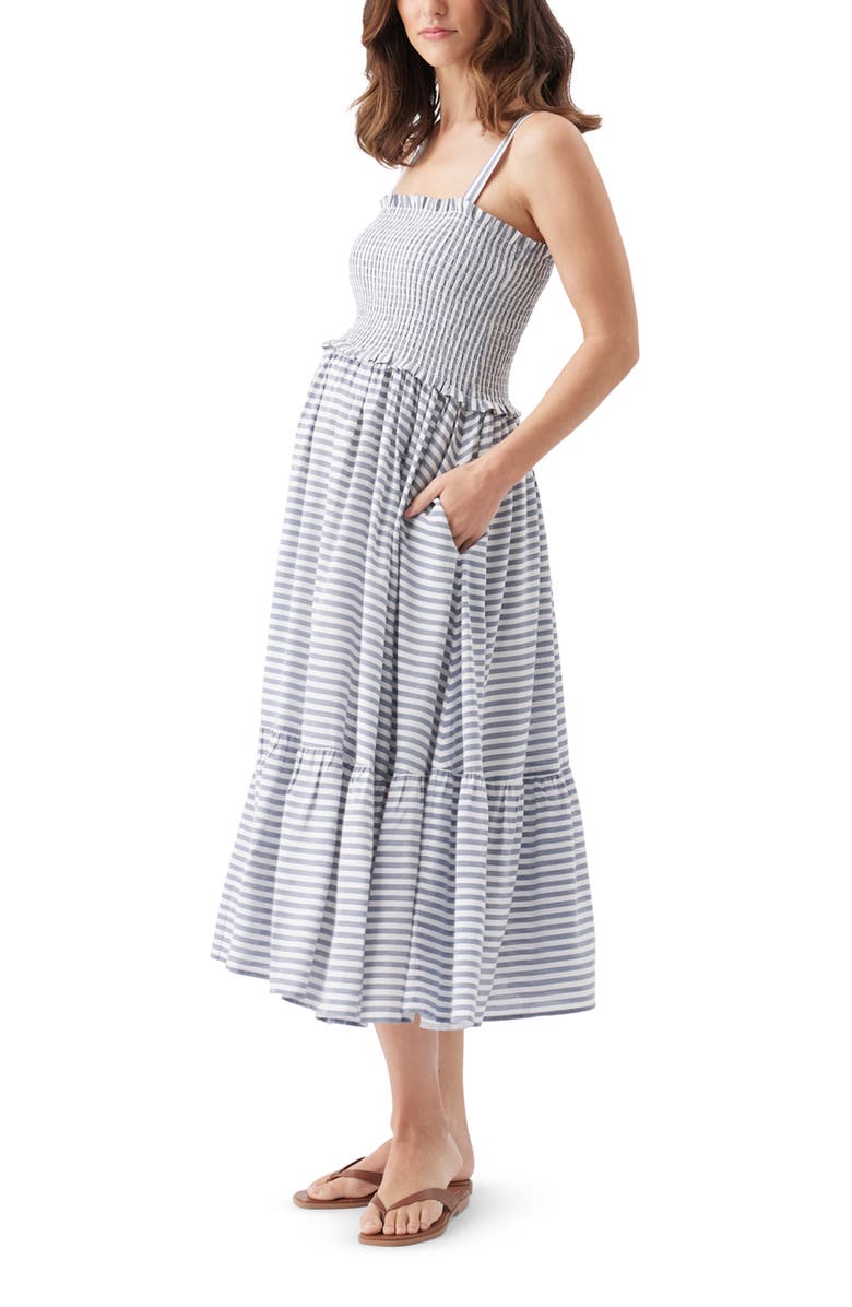 Ripe Maternity Sofia Stripe Dress, Alternate, color, Indigo / White