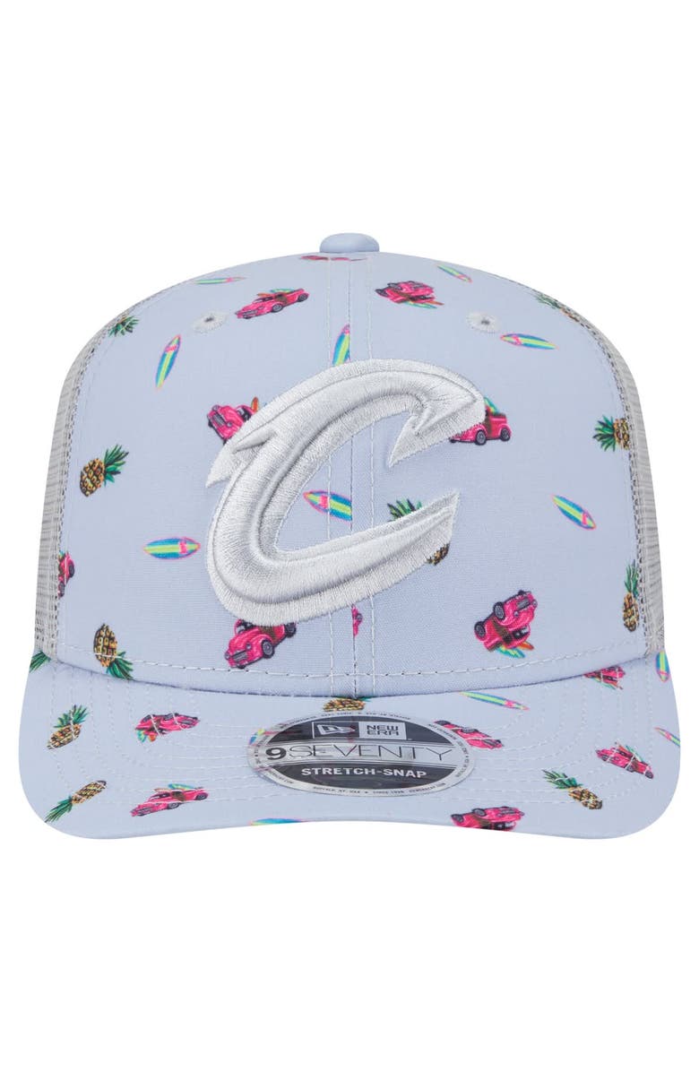New Era Men's New Era Light Blue/Gray Cleveland Cavaliers Adventure Aloha Pattern 9SEVENTY Stretch-Snap Hat, Alternate, color, Light Blue