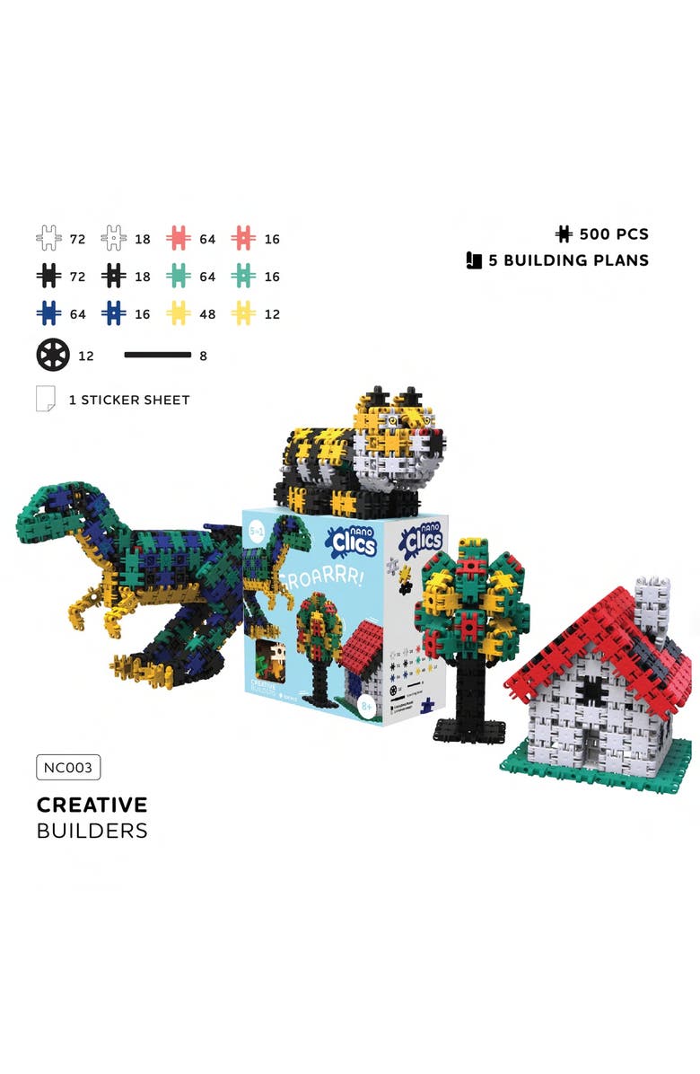 Mukikim Nano Clics Creative Builders 500, construction toys for children ages 8 and up, creative educational toys in a 500 piece set, building blocks for girls and boys, durable toys, Alternate, color, Multi