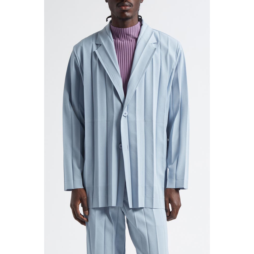 Homme Plissé Issey Miyake Edge Ensemble Pleated Single Breasted Blazer in Blue  product