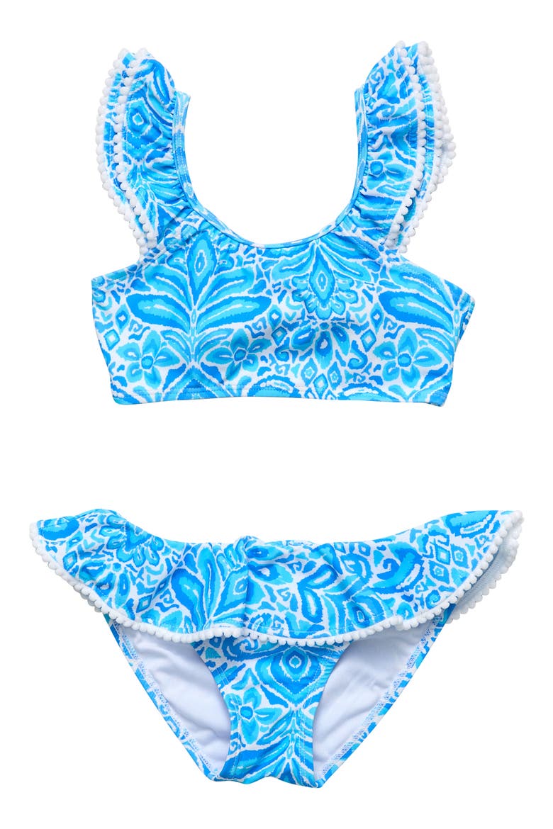 Kids' Santorini Blue Frill Two-Piece Swimsuit, Main, color, BLUE